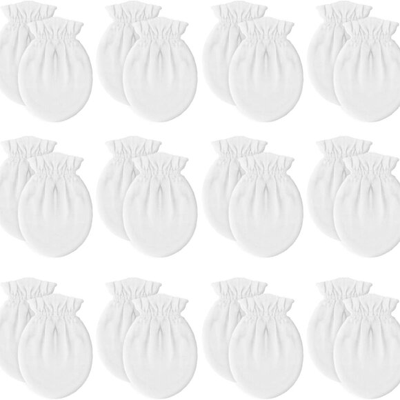 Unisex Baby Mittens - 12 Pairs Soft Cotton for Sensitive Skins, Machine Washable - Picture 1 of 7